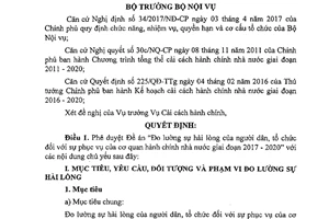 Quyết định 2640/QĐ-BNV 2017 Đo lường sự hài lòng của người dân với cơ quan hành chính nhà nước
