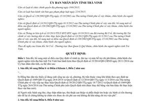 Quyết định 19/2017/QĐ-UBND trình tự mức hỗ trợ chi phí khám người nghèo Trà Vinh