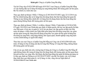 Công văn 13516/BTC-QLCS 2017 xử lý hàng tồn đọng cảng đối tượng giám sát hải quan