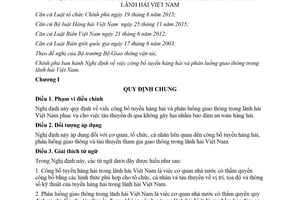 Nghị định 16/2018/NĐ-CP công bố tuyến hàng hải phân luồng giao thông trong lãnh hải Việt Nam