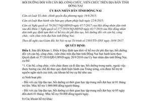 Quyết định 36/2017/QĐ-UBND sửa đổi 57/2010/QĐ-UBND đào tạo cán bộ công chức Đồng Nai