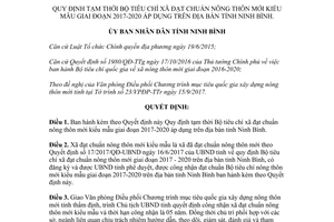 Quyết định 30/2017/QĐ-UBND tiêu chí xã chuẩn nông thôn kiểu mẫu Ninh Bình 2017 2020