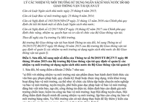 Thông tư 34/2017/TT-BGTVT sửa đổi Thông tư 56/2015/TT-BGTVT quản lý nhiệm vụ môi trường