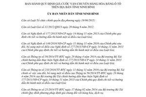 Quyết định 29/2017/QĐ-UBND Quy định giá cước vận chuyển hàng hóa bằng ô tô Ninh Bình