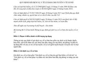 Thông tư 39/2017/TT-BYT quy định gói dịch vụ y tế cơ bản cho tuyến y tế cơ sở