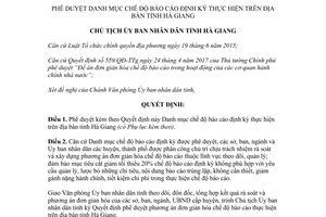 Quyết định 1970/QĐ-UBND 2017 Danh mục chế độ báo cáo định kỳ Hà Giang