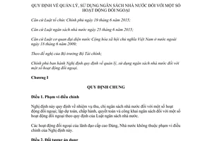 Nghị định 117/2017/NĐ-CP quy định quản lý sử dụng ngân sách nhà nước đối với hoạt động đối ngoại