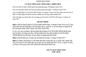 Quyết định 90/2017/QĐ-UBND tiếp nhận hồ sơ thẻ đi lại doanh nhân APEC Thừa Thiên Huế