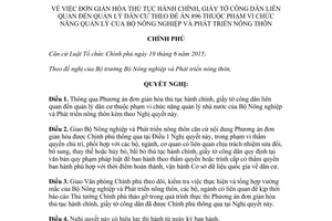 Nghị quyết 111/NQ-CP 2017 đơn giản hóa thủ tục hành chính giấy tờ công dân Bộ Nông nghiệp