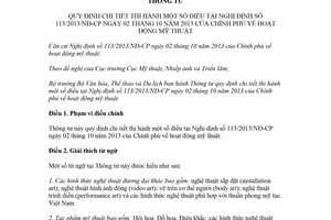 Thông tư 01/2018/TT-BVHTTDL hướng dẫn Nghị định 113/2013/NĐ-CP về hoạt động mỹ thuật