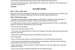 Decree 116/2017/ND-CP requirements for manufacturing trade in automobile warranty services