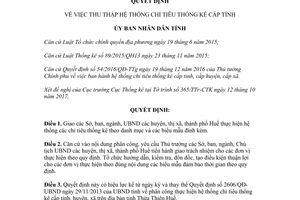 Quyết định 2427/QĐ-UBND 2017 thu thập hệ thống chỉ tiêu thống kê cấp tỉnh Huế