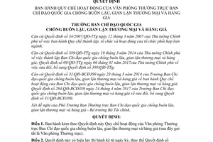 Quyết định 899/QĐ-BCĐ389 2017 hoạt động Văn phòng Thường trực Ban Chỉ đạo chống buôn lậu