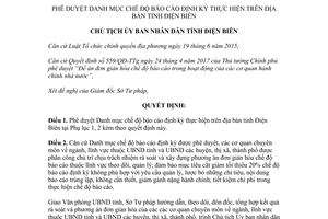 Quyết định 885/QĐ-UBND 2017 phê duyệt Danh mục chế độ báo cáo định kỳ Điện Biên