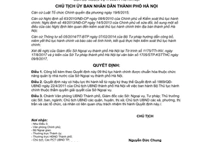 Quyết định 6902/QĐ-UBND 2017 công bố thủ tục chức năng quản lý nhà nước Sở Ngoại vụ Hà Nội