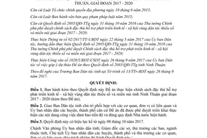 Quyết định 96/2017/QĐ-UBND chính sách hỗ trợ kinh tế xã hội dân tộc thiểu số miền núi Ninh Thuận