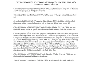 Thông tư 26/2017/TT-BGDĐT tổ chức hoạt động văn hóa của học sinh sinh viên trong cơ sở giáo dục