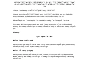 Thông tư 09/2018/TT-BGTVT vận tải hành khách trên đường sắt quốc gia đường sắt chuyên dùng