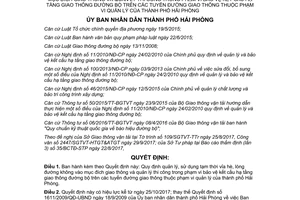 Quyết định 15/2017/QĐ-UBND sử dụng lòng đường không vào mục đích giao thông Hải Phòng