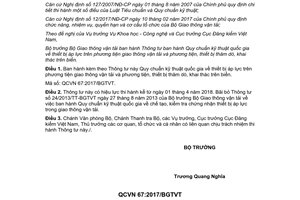 Thông tư 32/2017/TT-BGTVT Quy chuẩn kỹ thuật thiết bị áp lực trên phương tiện giao thông vận tải