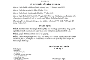 Quyết định 29/2017/QĐ-UBND hoạt động ngành nghề kinh doanh có điều kiện an ninh trật tự Đắk Lắk