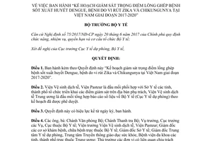 Quyết định 4607/QĐ-BYT 2017 giám sát bệnh sốt xuất huyết Dengue vi rút Zika Chikungunya