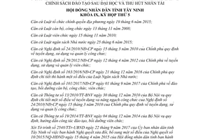 Nghị quyết 31/2017/NQ-HĐND sửa đổi Nghị quyết 10/2015/NQ-HĐND đào tạo sau đại học Tây Ninh