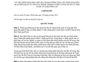 Nghị quyết 112/NQ-CP 2017 đơn giản hóa thủ tục hành chính quản lý dân cư Bộ Công an