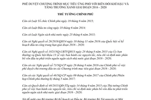 Quyết định 1670/QĐ-TTg 2017 Chương trình ứng phó với biến đổi khí hậu và tăng trưởng xanh