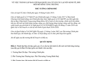 Quyết định 1668/QĐ-TTg 2017 thành lập Ban chỉ đạo quốc gia về cơ cấu lại nền kinh tế