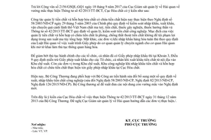 Công văn 1064a/HC-QLTC 2017 vướng mắc thực hiện Thông tư 42/2013/TT-BCT