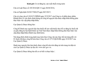 Công văn 16822/QLD-ĐK 2017 đính chính nguyên liệu làm thuốc không thực hiện cấp phép nhập khẩu