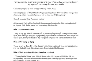 Thông tư 279/2017/TT-BQP xuất ngũ đối với hạ sĩ quan binh sĩ phục vụ tại ngũ trong Quân đội