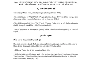 Quyết định 4969/QĐ-BYT 2017 kiểm tra đánh giá chất lượng bệnh viện khảo sát hài lòng người bệnh
