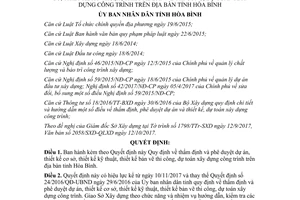 Quyết định 35/2017/QĐ-UBND thiết kế bản vẽ thi công dự toán xây dựng công trình Hòa Bình