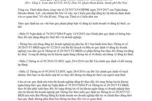 Công văn 4807/TCT-KK 2017 đăng ký thông tin tài khoản định danh ngân hàng