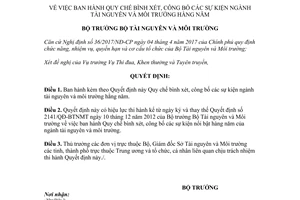 Quyết định 2601/QĐ-BTNMT 2017 Quy chế bình xét công bố sự kiện ngành tài nguyên môi trường