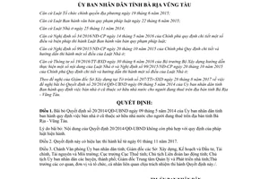 Quyết định 33/2017/QĐ-UBND bãi bỏ Quyết định 20/2014/QĐ-UBND Vũng Tàu