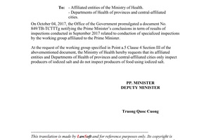 Official Dispatch 6134/BYT-PC Compliance conclusions related to iodized salt