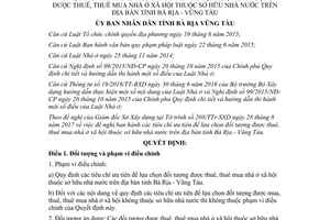 Quyết định 32/2017/QĐ-UBND lựa chọn đối tượng thuê nhà ở xã hội sở hữu nhà nước Vũng Tàu