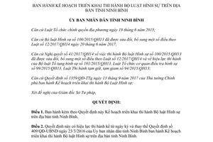 Quyết định 1409/QĐ-UBND 2017 Kế hoạch triển khai thi hành Bộ luật Hình sự Ninh Bình