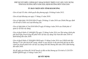 Quyết định 2945/QĐ-UBND 2017 điều chỉnh quy hoạch phát triển vật liệu xây dựng Hải Dương