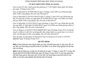 Quyết định 75/2017/QĐ-UBND quản lý nhà nước hoạt động Khu kinh tế cửa khẩu An Giang