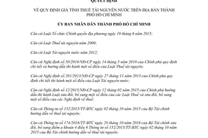 Quyết định 56/2017/QĐ-UBND giá tối thiểu tính thuế tài nguyên nước Hồ Chí Minh