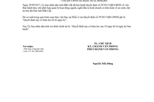 Công văn 7801/UBND-NC 2017 đính chính Quyết định 29/2017/QĐ-UBND Đắk Lắk