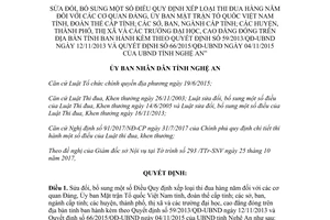 Quyết định 66/2017/QĐ-UBND sửa đổi Quy định xếp loại thi đua hàng năm cơ quan Đảng Nghệ An