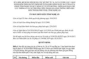 Quyết định 67/2017/QĐ-UBND sửa đổi Quyết định 70/2016/QĐ-UBND Nghệ An