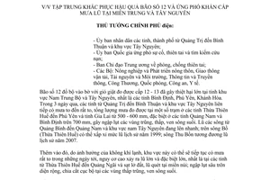 Công điện 1681/CĐ-TTg 2017 tập trung khắc phục hậu quả bão số 12 ứng phó khẩn cấp mưa lũ