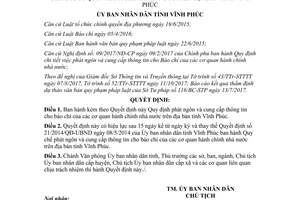 Quyết định 40/2017/QĐ-UBND phát ngôn cung cấp thông tin cho báo chí cơ quan hành chính Vĩnh Phúc