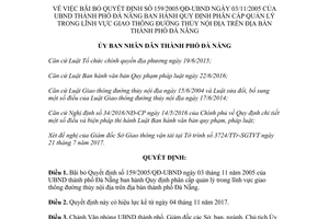 Quyết định 30/2017/QĐ-UBND bãi bỏ Quyết định 159/2005/QĐ-UBND Đà Nẵng